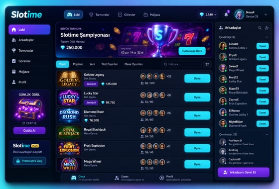 Slotime Online Oyun Platformu Arayüzü